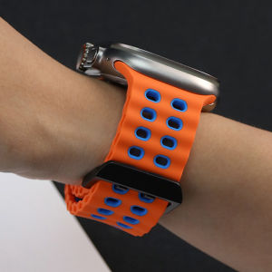 สายซิลิโคนระบายอากาศสำหรับ Apple Watch Ultra 3 49 มม. 46 มม. 45 มม. 44 มม. สายรัดข้อมือทดแทน iWatch Series 11 10 9 8 7 6 5 4 SE3