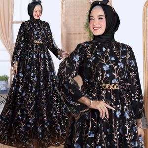 IRAGADING Gamis kondangan jumbo terbaru brokat tile bordir mewah kekinian Ld 120 fit to XXL Jasmine