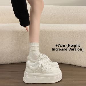 Popular Height Increasing Thick Sole Womens White Shoes