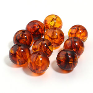 10-200Pcs 6/8/10/12/14/20mm Amber Color Acrylic Ball Beads Loose Spaced Round Beads For DIY Charms Bracelet Necklace Accessories