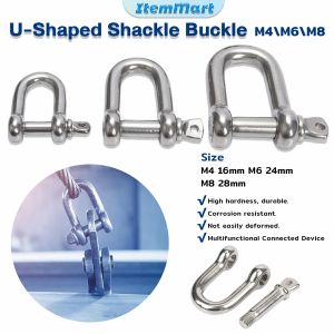 ItemMart D-Type/U-Shaped Shackle Buckle D Ring Lock Bow Shackle Wire Rope Fastener Hardware Accessorie M4 M6 M8