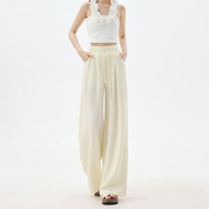 La Chapelle | Summer Light Sun-Protective Linen Trousers High-Waist Relaxed Fit Wide Leg
