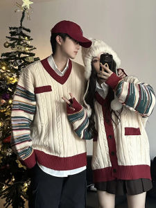 Áo Len Dệt Kim Rộng Rãi Phong Cách Pháp Cổ Điển Cho Cặp Đôi Mùa Đông Mới Về Áo Khoác Ngoài Cao Cấp Áo Len Cardigan Tay Dài Cổ Chữ V