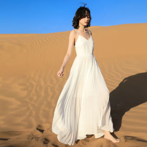 Xiamen Hainan Sanya Beach Dress Womens Strap Long Dress Holiday Beach Photography Beautiful Skirt Bohemian Sweet High Waist