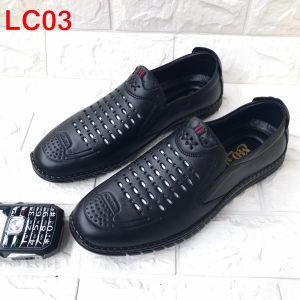 [FreeshipMAX] Giày lười nam da bò thật..đế cao su mềm..màu đen..mã LC03.. có lổ tản nhiệt.. mẫu mới nhất hiện nay