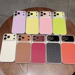 Ốp Điện Thoại Da Vân Vải Cao Cấp Mờ Cho iPhone 13/14/15/16/17 Pro Max Plus Với Viền Kính Bảo Vệ Camera Chống Sốc