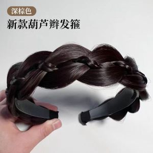 Fishbone Plaits Headband Wig Female New Arrival Sandwich Twist Braid Hairband Imitation Full Real Human Hair High Skull Top Gourd Braid Hair Accessories
