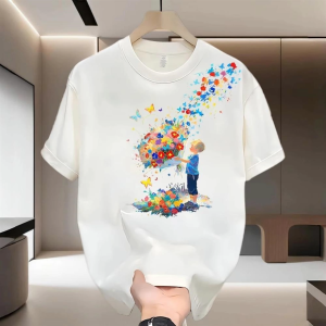 T-Shirt Wanita Lengan Pendek Ukuran Besar Katun Bernapas Premium Motif Anak Kreatif Desain Retro Amerika Longgar Slim Fit Tren Musim Panas 2025 Baju Santai Nyaman Gaya Streetwear Manis dan keren Modis Serbaguna Kerah bulat Tops Slip - on