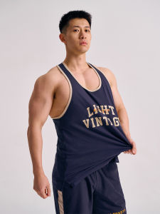 AlphaGym อเมริกันการฝึกอบรมเสื้อกีฬาสําหรับชายผ้าฝ้ายแขวนคอฟิตเนสวิ่งมาราธอน Armless เสื้อออกกําลังกาย