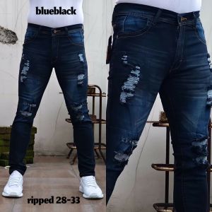 Celana Jeans Sobek Pria Panjang Stretch Melar Denim Tebal Slimfit Skinny Size 28-33