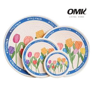OMK ที่รองจานสไตล์นอร์ดิกสำหรับผ้ารองทำจากผ้าฝ้ายโต๊ะทานอาหารและจานรองแก้วธีมลายดอกทิวลิป