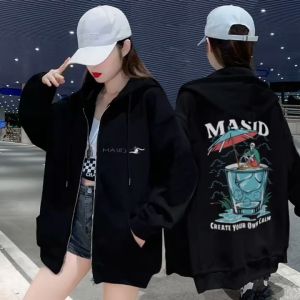 Oversized Womens Sweatshirt Hooded Zipper Jacket Womens Fashion American Street Style Korean Jacket
