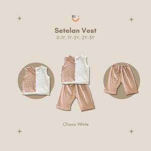 MIOUBABY One Set Vest Two-Tone Free Headband - Setelan Tanpa Lengan Anak Perempuan 0-3 Tahun