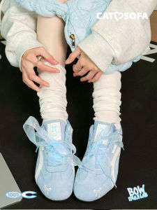 แมวและโซฟา Emoji-Lab Series Low-Top Racing รองเท้าภูเขาน้ำแข็งสีฟ้าบางรองเท้าผ้าใบลำลองสำหรับชายหนุ่มกีฬาสวมใส่