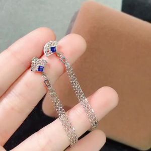 Montagne Jewelry Sterling 925 Silver earring for women Tassels Design Fine Jewellery Natural Gem 3x3mm Sapphire Earring Stud Earrings
