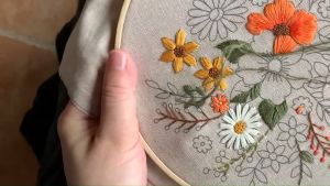 Embroidery Kit DIY Fabric Embroidery Kit Set Beginner Flowers and Grass Handmade Sewing Home Decoration DIY