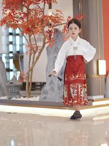 2023 Horse Face Skirt for Girls Summer New Set Childrens Chinese Style Thin Hanfu Skirt for Big Kids Chinese Tang Dress