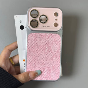 Luxury Crocodile Leather Large Window Phone Case For iPhone Air 17 16 15 14 13 Pro Max With Crystal Lens Film Matte Full Cover
