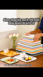 [Bán sỉ. Hàng đặt trước] 50 Khay nhựa lúa mạch chữ nhật ST GROUP màu pastel tươi sáng nhiều kích cỡ phong cách vintage Bắc Âu Đĩa nhựa decor trang trí chụp ảnh