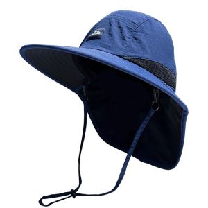 Quick Dry Lightweight Fishing Cap for Boys Outdoor Camping Sun Protection Neck Guard Large Brim Hat Breathable Comfortable Nylon