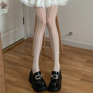 AY Tofilms American Retro ลูกไม้ บาง สีดำ ผ้าไหม เลกกิ้ง แนวตั้ง ลายทาง รูปแบบ เซ็กซี่ Shaping Pantyhose ผู้หญิง ถุงน่อง