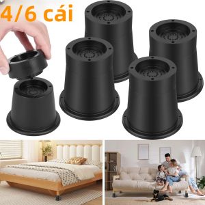 4/6 Cái Đồ Nội Thất Cao Su Chịu Lực Risers Khung Giường Tròn Chống Trơn Trượt Chân Nâng Cho Tủ Sofa - Tấm Bảo Vệ Sàn Giường Nâng
