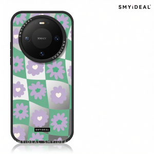 Smyideal | Magnetic Attraction Phone Case for Huawei Various Models Checkerboard Purple Flower