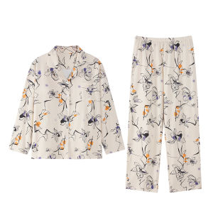 MiiOW | Pure Cotton Long Sleeve Loose Womens Sleepwear Set Cat Person Home Clothes Spring Autumn New Arrival Outwear Suitable