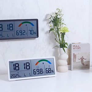 Large Digital Alarm Clock LCD Wall Clock with Temperature Humidity Date Week Display Electronic Desktop Clock Bedroom