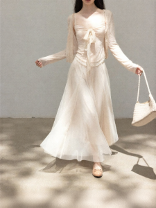 Cantonstory | Peach Pink Chiffon High Waisted A-Line Mid-Length Skirt