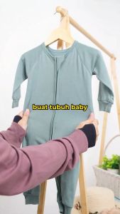 Sleepsuit Double Zipper Lengan Panjang Tidur Bayi Laki-laki dan Perempuan