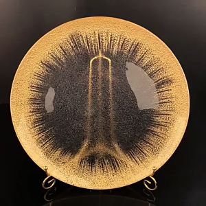 【DE F&B】Decorative Golden Crystal Glass Dinner Plates Gold Dessert Fruit Plate |创意料理餐具玻璃金箔圆盘复古酒店甜品盘前菜盘