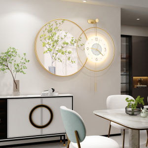 Modern Simple Dining Room Wall Art Clock Table Decoration Living Room Sofa Background Wall Painting Crystal Material Flower Pattern