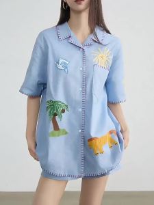 Youthful Elegant Designed Short Sleeve Shirt and Culotte Set for Casual and Resort Wear