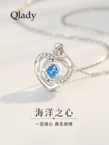 Valentines Day Gift 999 Pure Silver Heart Necklace for Girlfriend Birthday Present Womens Jewelry Pendant Korean Style Alloy