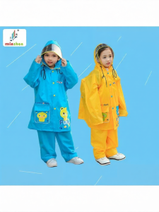 Backpack Friendly Thick Breathable Rain Coat and Pants Set for Children