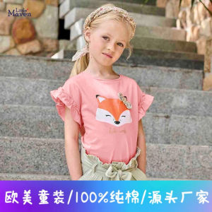 Áo Thun Trẻ Em Little Maven Mùa Hè Tay Ngắn Hoạt Hình Dễ Thương Chất Liệu Cotton Mềm Mại Thoải Mái Cho Bé Gái