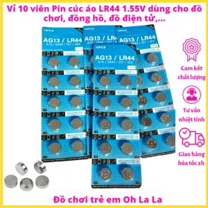 Vỉ 10 viên Pin cúc áo LR44 AG13 1.55V dùng cho đồ chơi đồng hồ đồ điện tử...