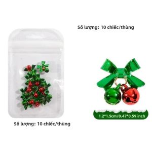 10 Chiếc Mặt Dây Trang Trí Móng Tay Hình Chuông Giáng Sinh 3D Màu Đỏ & Xanh Lá Mặt Dây Hình Nơ Chuông Hợp Kim Trang Trí Móng Tay Cho Tiệc Giáng Sinh Phụ Kiện Làm Móng