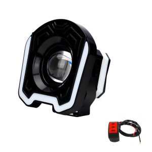 KEVANLY | 4 inch Motor LED Spotlight Full Color W-shaped Ring White Yellow Flash Hi/Low Beam Auxiliary Work Light For RV ATV SUV UTV 12V