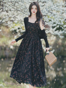 French Floral Print Summer Dress Elegant Beautiful Strapless Gown High Waist A-Line Skirt Polyester Fabric No-Sleeve Long Dress