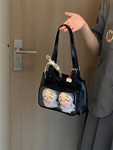 กระเป๋าสะพายไหล่สีดำบริสุทธิ์ Pure Black Pain Bag ขนาดเล็ก กระเป๋าสะพายไหล่แบบอเนกประสงค์สำหรับเดินทางและใช้ในชีวิตประจำวัน