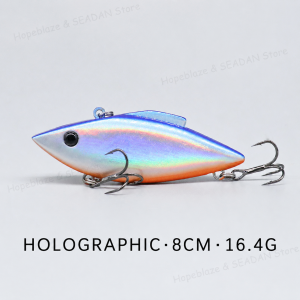 Hopeblaze Eagle Strike No.1 Sinking VIB Hard Bait 8cm 16.4g Rattle Vibrating Fishing Lure Double Treble Hook for Bass Pike Perch