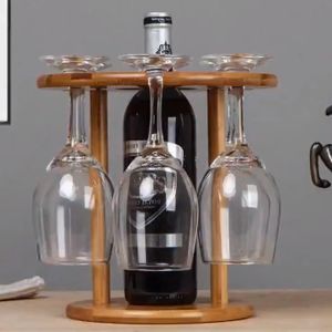 Wine Glass Holder - Bamboo Glass Hanging Wine Rack for Home Bar Restaurant