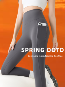 MiiOW | Quần tập yoga nữ Shark High Waist Fitness Running có túi đệm co giãn cao Quần tập thể dục thường ngày dài vừa phải