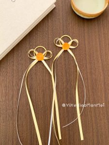 Cute Small Mooncake Hair Clip with Butterfly Knot Ribbon Edge Baby Girl Hair Accessories Childrens Fashion Hair Accessories