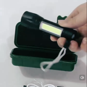 Rechargeable Type Flashlight Portable Mini LED 3-mold High-intensity Side Light Ultra-bright With Green Case Flashlight