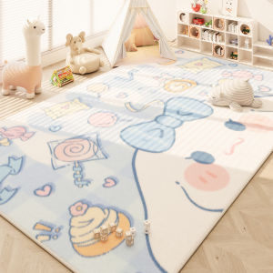 Cute Cartoon Bedroom Carpet Childrens Study Area Rug Reading Zone Chair Mat Bedroom Floor Mat Long Rectangle Shape Home Fabric