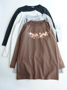 Japanese Style Fall and Winter New Arrival Women's Long Sleeves Print Mid Length Long Length Sweatshirt Outwear Women's Tops Loose Plus Size S77