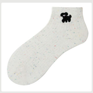 ถุงเท้าสั้นลายการ์ตูนสุนัขสำหรับผู้หญิง ถุงเท้าฤดูใบไม้ผลิและฤดูร้อน ถุงเท้าผ้าฝ้ายผสมโพลีเอสเตอร์ ระบายอากาศได้ดี ทรงเข้ารูป ถุงเท้าผู้หญิง